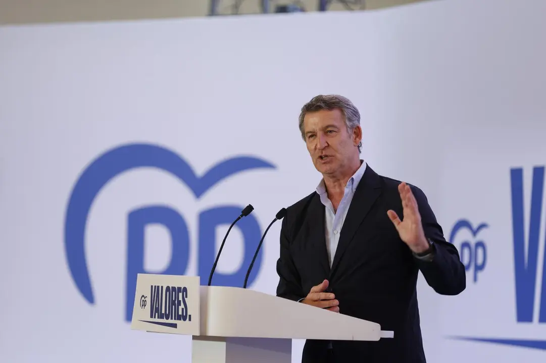 El presidente del Partido Popular, Alberto N&uacute;&ntilde;ez Feij&oacute;o, en un acto en Zaragoza