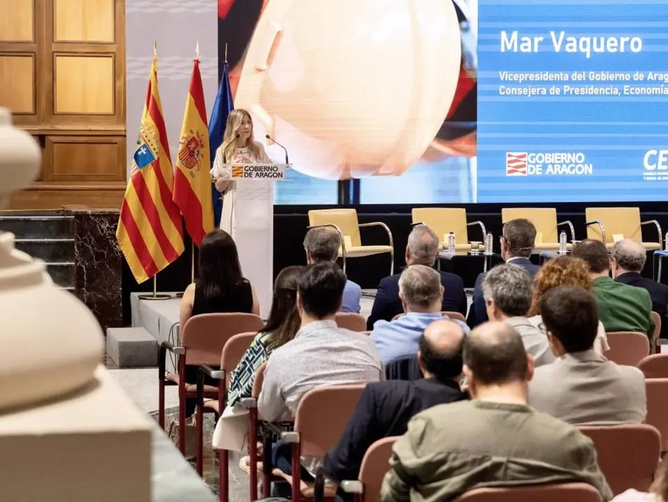 La vicepresidenta Mar Vaquero durante la presentaci&oacute;n del informe. - GOBIERNO DE ARAG&Oacute;IN