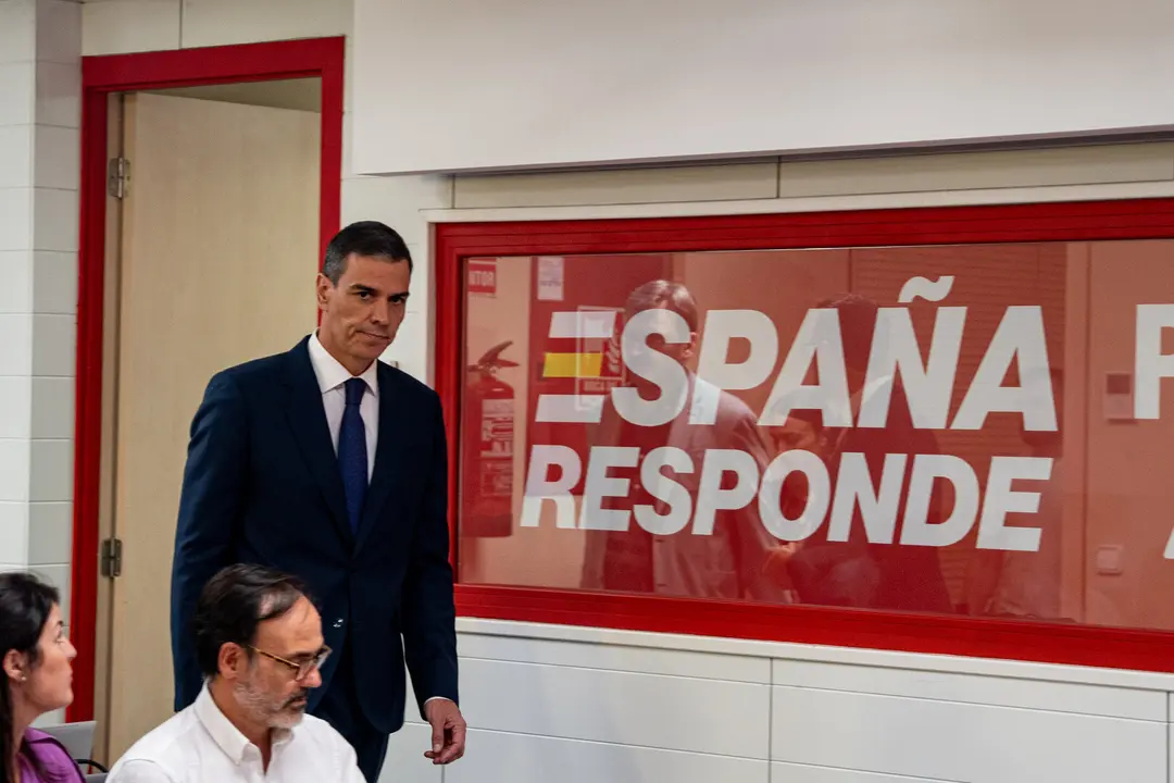 El secretario general del PSOE, Pedro S&aacute;nchez, en Ferraz