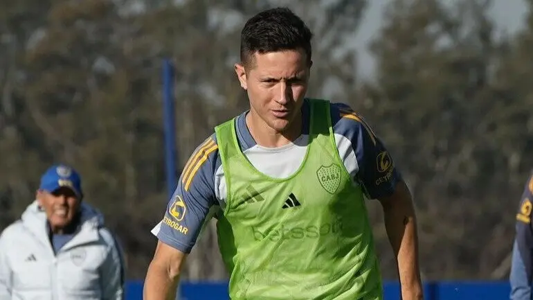 Ander Herrera durante un entrenamiento con Boca Juniors