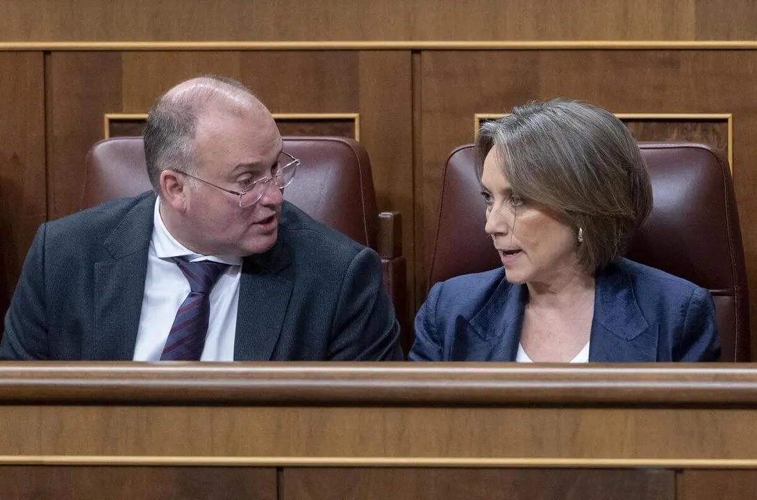 El portavoz del PP en el Congreso, Miguel Tellado, y la secretaria general del PP, Cuca Gamarra ./ Alberto Ortega - Europa Press - Archivo