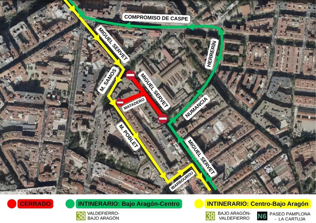 Cortes y desv&iacute;os por las obras de la calle Matadero