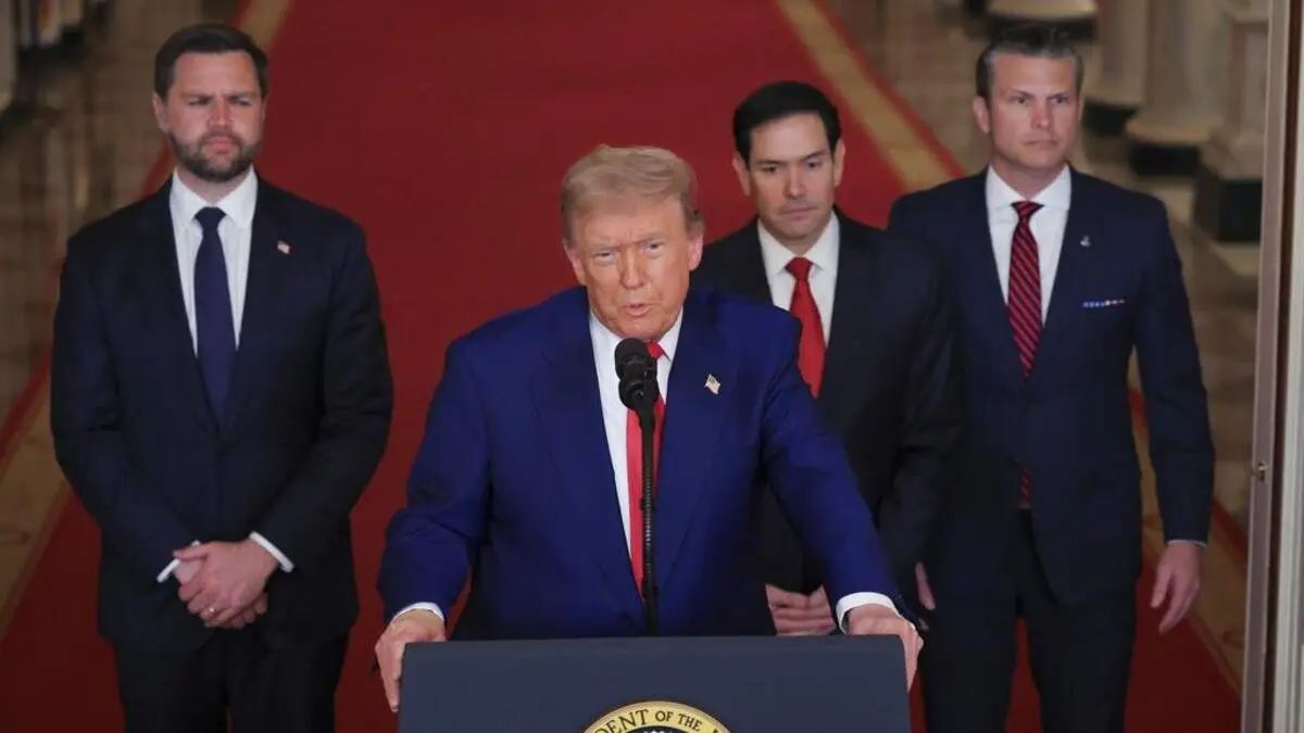 Donald Trump durante la rueda de prensa en la que confirmaba los ataques sobre Ir&aacute;n