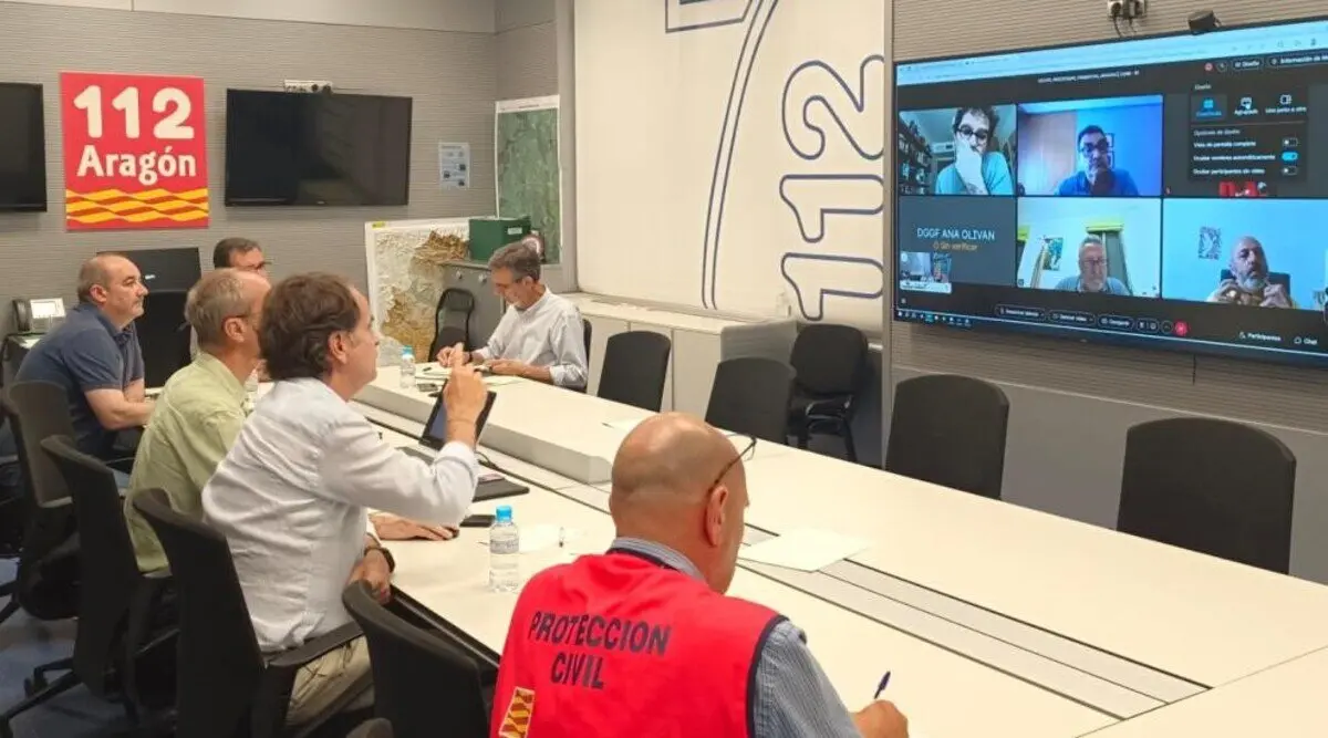 Reuni&oacute;n del CECOPI esta tarde en la Sala del 112 en el Edificio Pignatelli.DGA