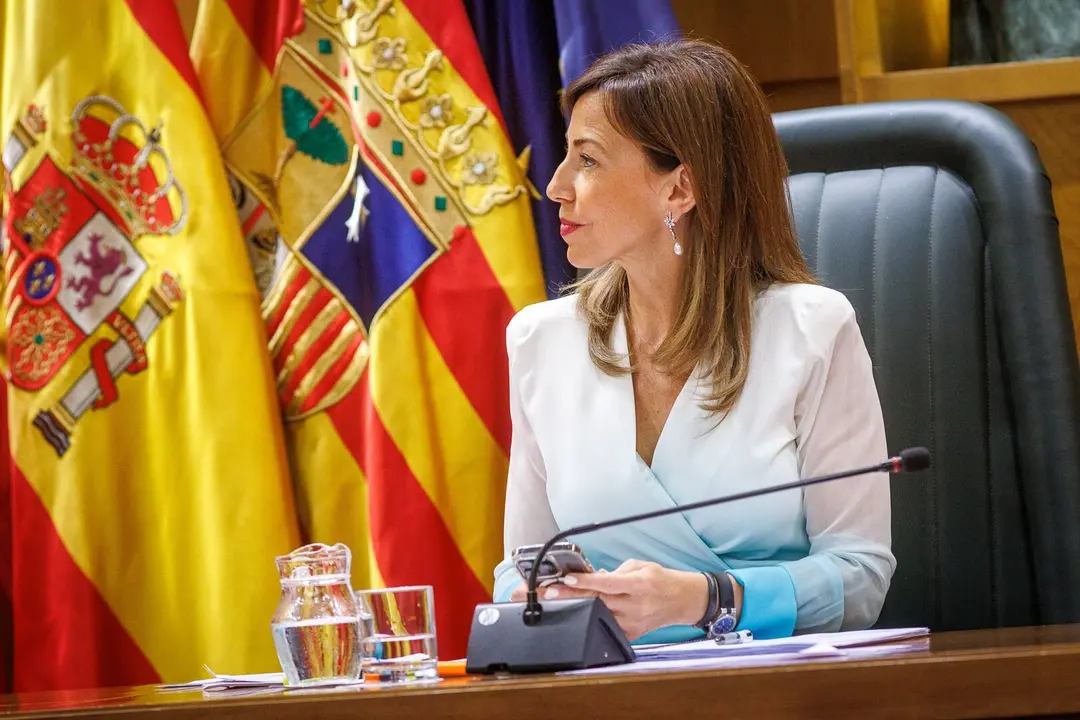 La alcaldesa de Zaragoza, Natalia Chueca, durante el Debate sobre el Estado de la Ciudad./AZ