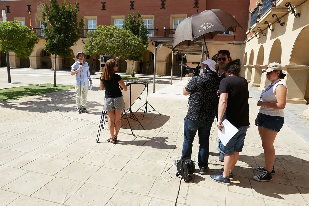 Momento del rodaje del cortometraje 'La calor', de Lorenzo Izquierdo. - FESTIVAL BELCHITE DE PEL&Iacute;CULA.