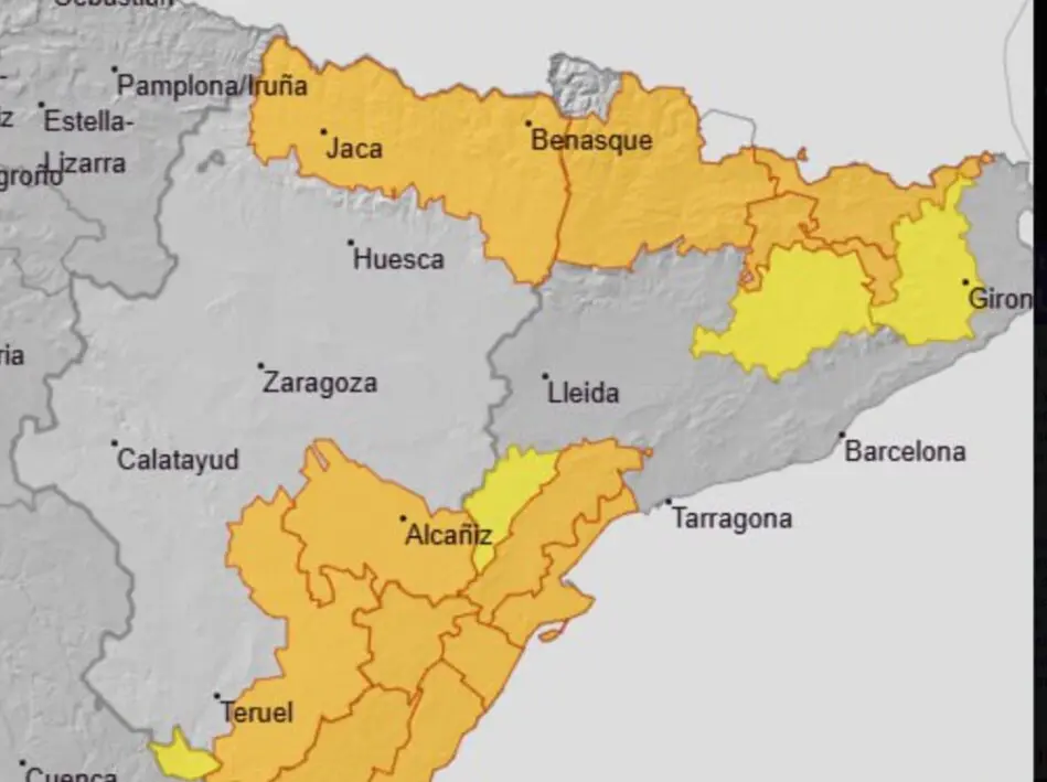 Aviso naranja en Arag&oacute;n por lluvias. / 112