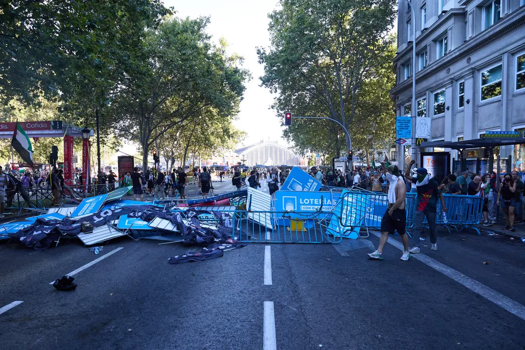 Protestas a favor de Palestina en la llegada de La Vuelta a Madrid./ EP