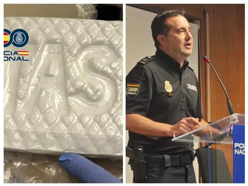 Imagen del Inspector Jefe Carlos Gracia y de parte de la droga que incautaron en la &uacute;ltima operaci&oacute;n/H.A.