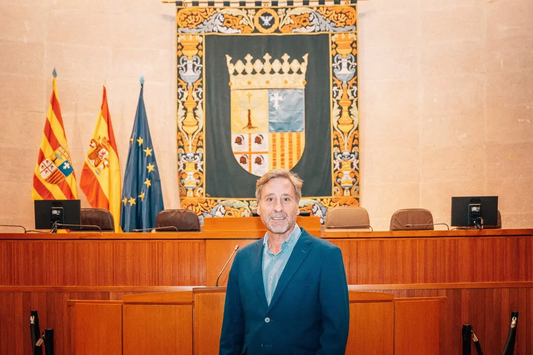 El portavoz del CHA en las Cortes, Jos&eacute; Luis Soro, en el hemiciclo./ &Aacute;lvaro Calvo
