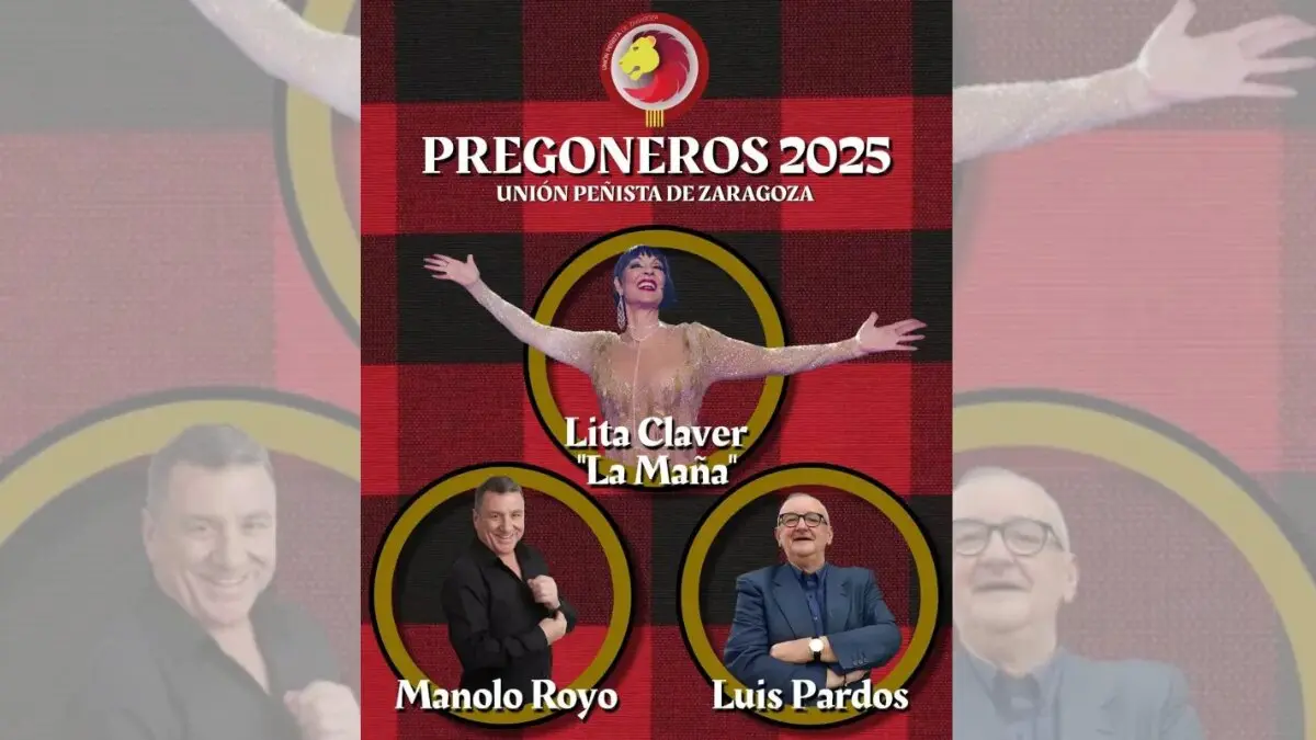 Lita Claver "La Ma&ntilde;a", Manolo Royo y Luis Pardos, pregoneros de la Uni&oacute;n Pe&ntilde;ista en las fiestas del Pilar
- UNI&Oacute;N PE&Ntilde;ISTA ZARAGOZA