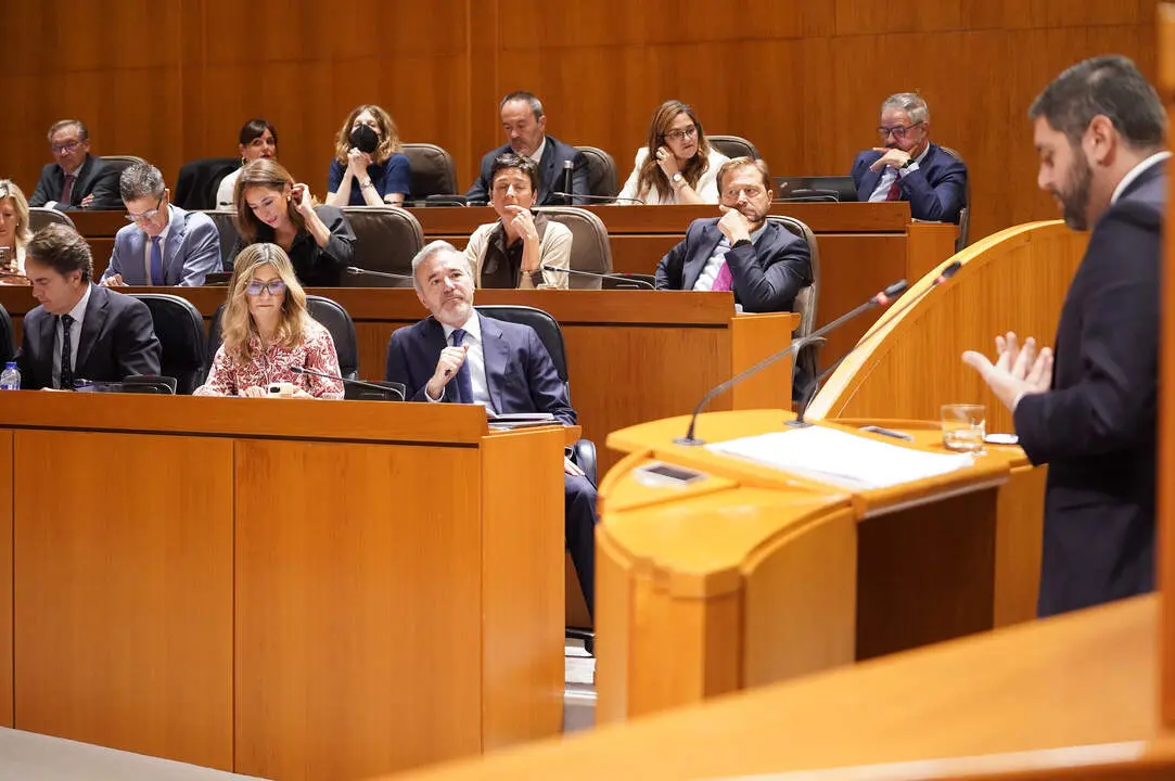 El portavoz de Vox en las Cortes, Alejandro Nolasco, en el Debate sobre el estado de la Comunidad./ Cortes de Arag&oacute;n