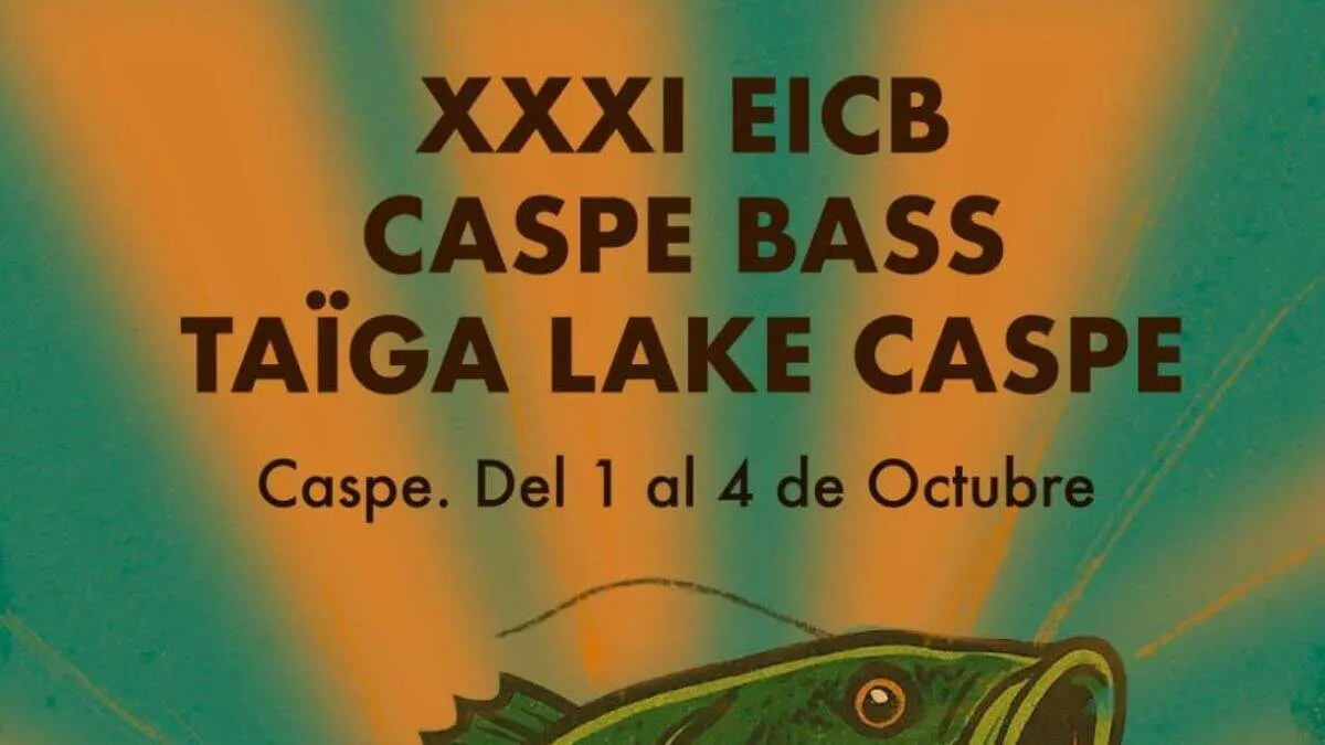 Cartel del XXXI EICB Caspe Bass Ta&iuml;ga Lake Caspe.