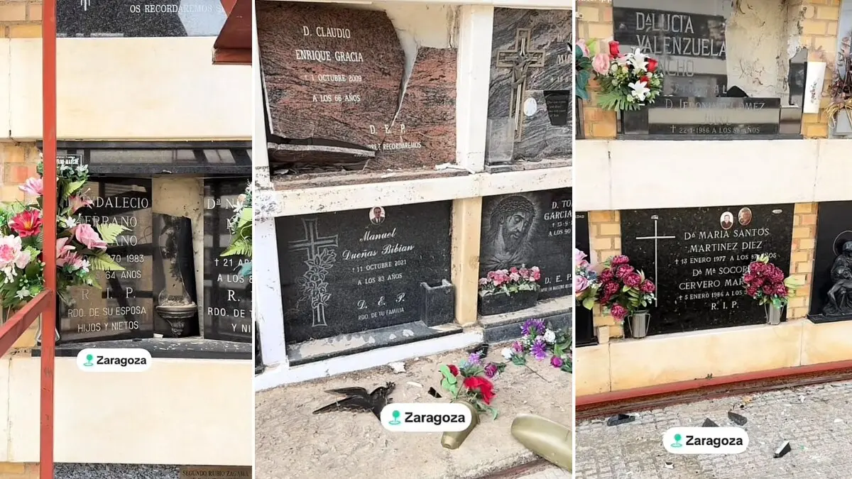 Fragmentos del v&iacute;deo en el que se denuncian los destrozos en el Cementerio de Torrero