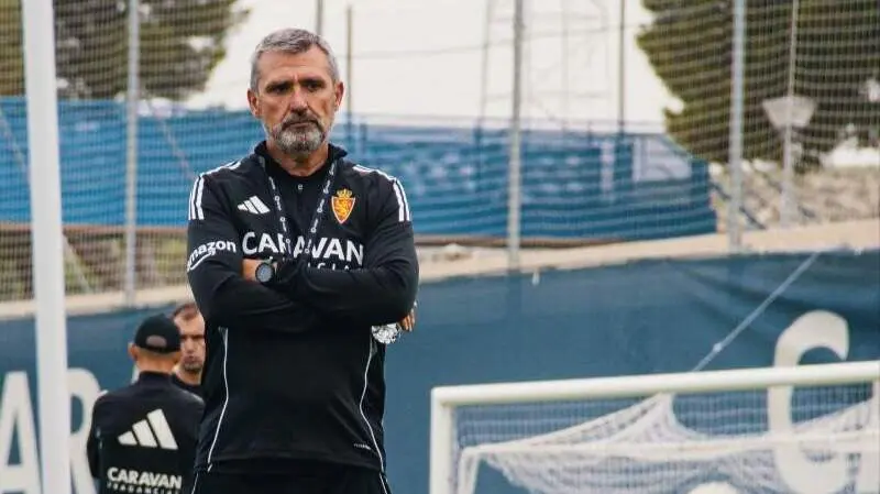 Emilio Larraz durante su primer entrenamiento en el Real Zaragoza / RZ