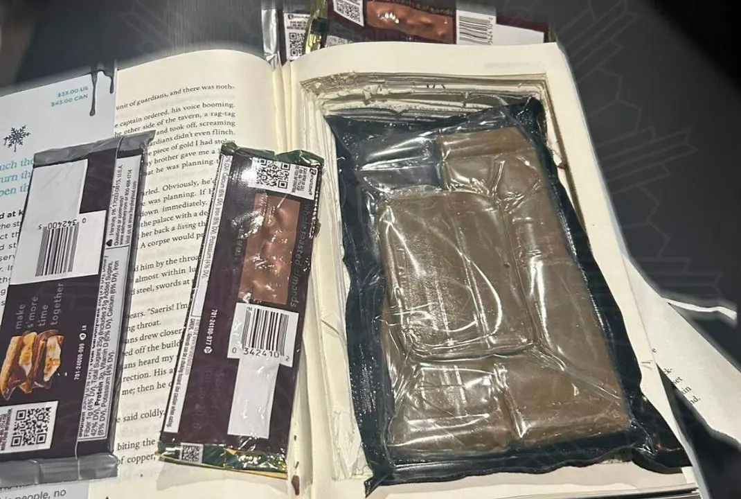 El libro y la droga que la Polic&iacute;a Local de Zaragoza encontr&oacute; en su interior/Polic&iacute;a Local Zaragoza