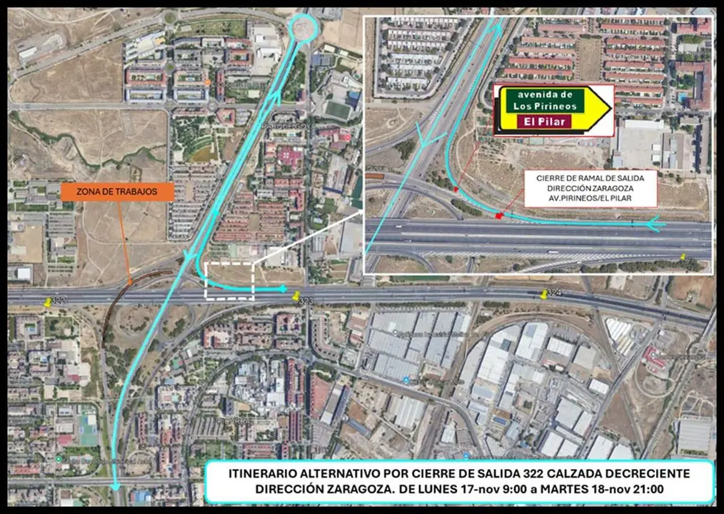 Mapa de la zona afectada por las obras. / MINISTERIOS DE TRANSPORTES