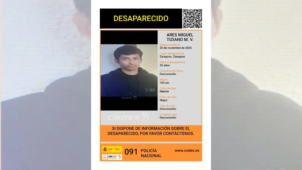 Sin rastro de un joven de 20 a&ntilde;os en Zaragoza: llevan 4 d&iacute;as sin saber nada