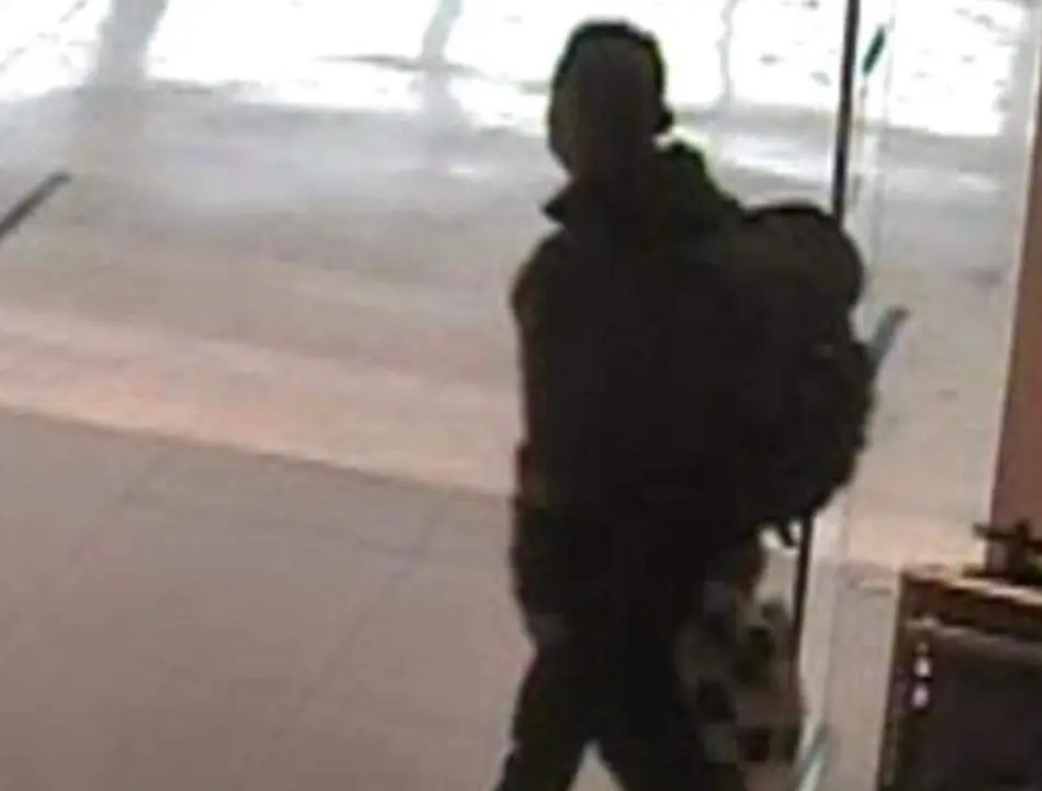Imagen captada por una c&aacute;mara de seguridad de uno de los presuntos ladrones saliendo con bolsas de la tienda/Cedida a H.A.