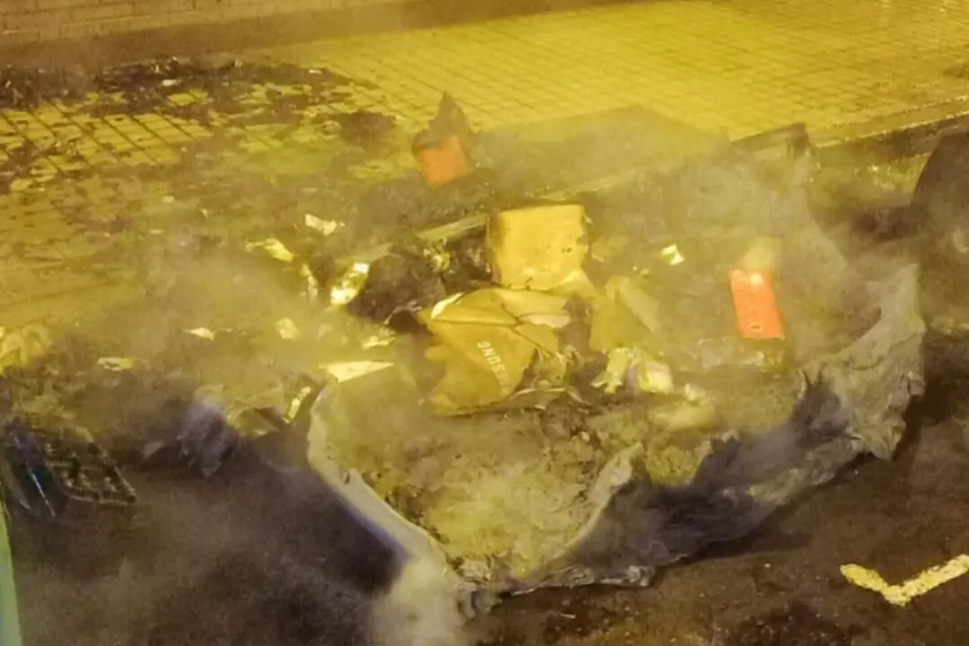 Contenedor quemado. / Polic&iacute;a Nacional