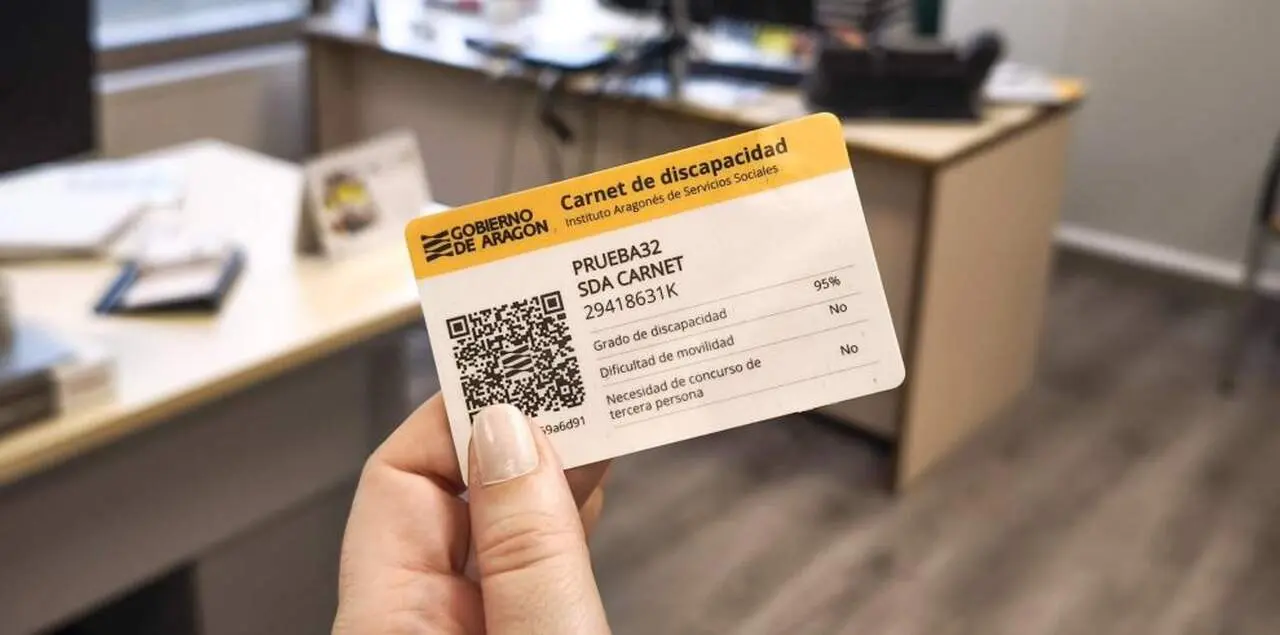 El carnet que acredita el reconocimiento de discapacidad tiene una versi&oacute;n f&iacute;sica y tambi&eacute;n digital. / GOBIERNO DE ARAG&Oacute;N
