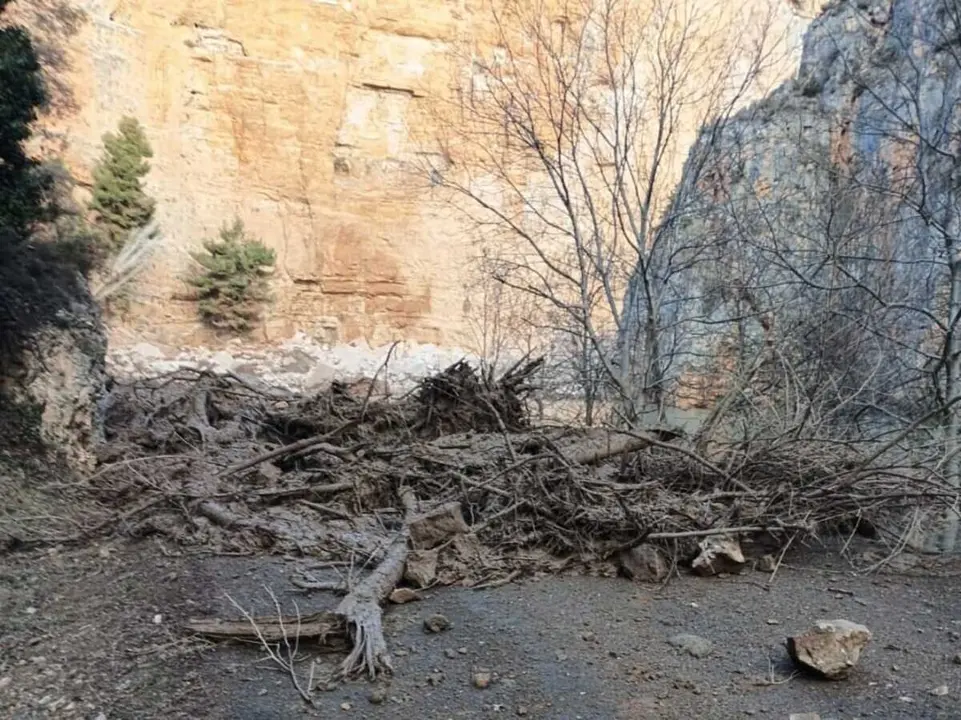 Desprendimiento en la carretera Z-453 de la red Auton&oacute;mica, entre Jaraba y Calmarza ./ Gobierno de Arag&oacute;n
