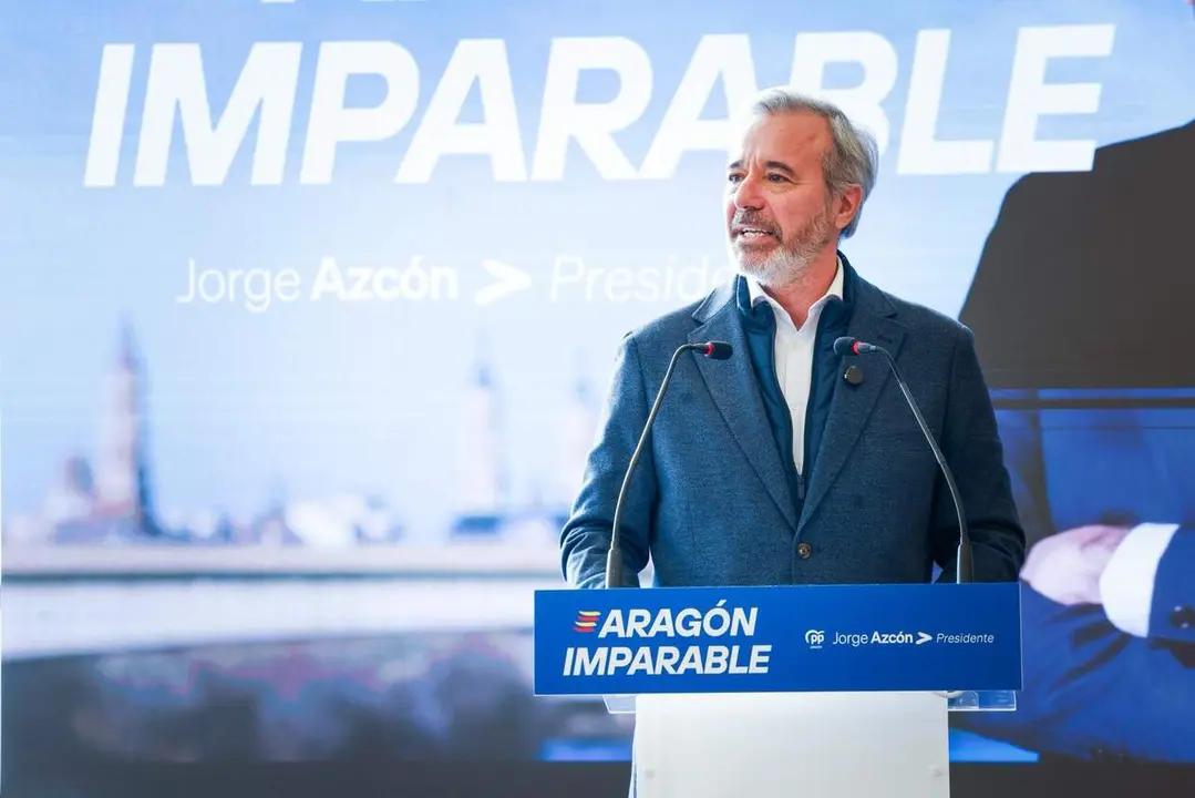 Jorge Azc&oacute;n durante la presentaci&oacute;n de su nuevo lema de campa&ntilde;a / PP