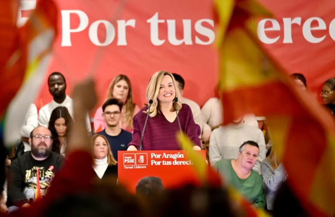 Pilar Alegr&iacute;a, durante un mitin del PSOE en la campa&ntilde;a electoral / Marcos Cebri&aacute;n