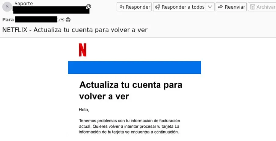 Ejemplo de un correo electr&oacute;nico falso. / GUARDIA CIVIL