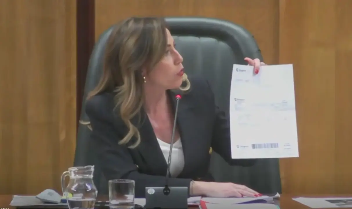 La alcaldesa de Zaragoza, Natalia Chueca, en el pleno del Ayuntamiento de Zaragoza. /HA