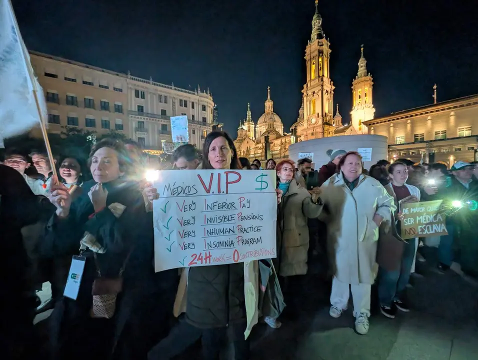 Manifestaci&oacute;n de m&eacute;dicos y facultativos el pasado 20 de febrero en Zaragoza.