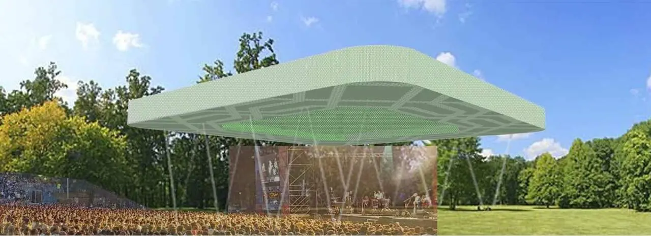 Proyecto de construcci&oacute;n de la nueva cubierta del quiosco del Parque de la Aljafer&iacute;a