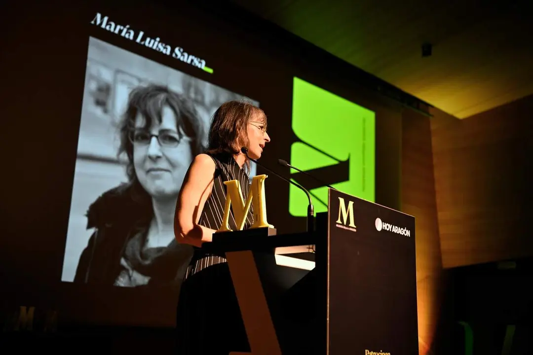 Mar&iacute;a Luisa Sarsa, recogiendo el galard&oacute;n. /HOY ARAG&Oacute;N