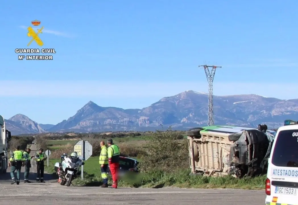 Siniestro vial en Alcal&aacute; del Obispo (Huesca). / GUARDIA CIVIL