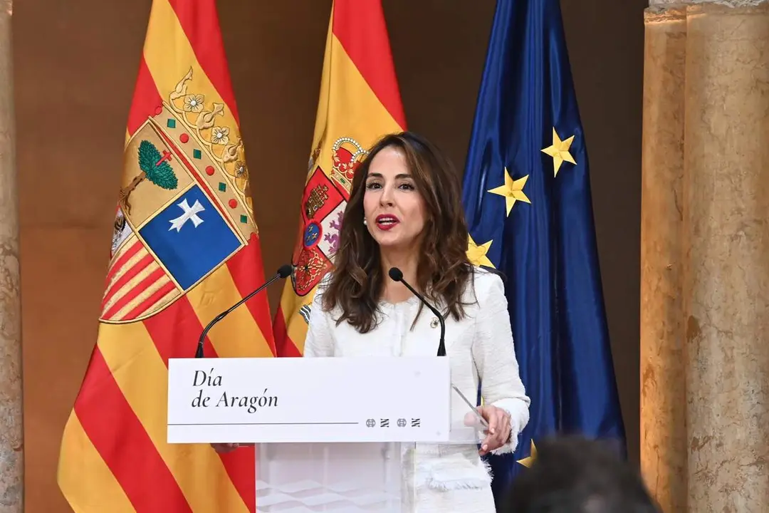 La presidenta de las Cortes de Arag&oacute;n, Mar&iacute;a Navarro, durante el d&iacute;a de Arag&oacute;n 2026 en La Aljafer&iacute;a / EP