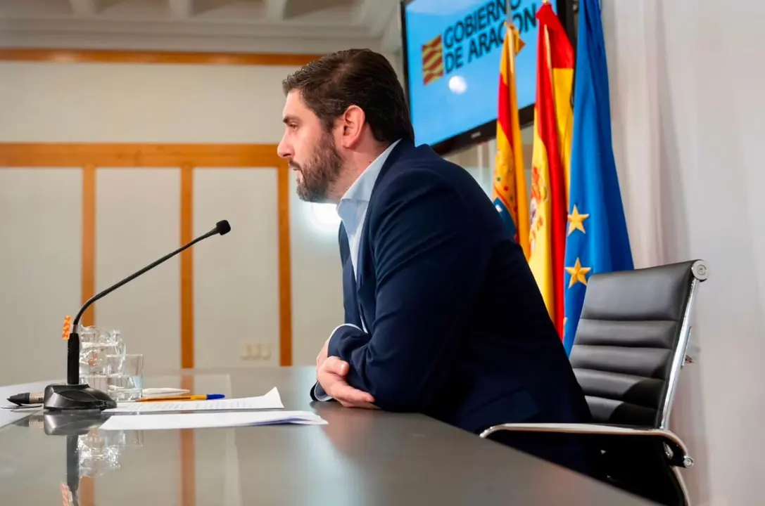 El vicepresidente del Gobierno de Arag&oacute;n, Alejandro Nolasco, este mi&eacute;rcoles en sala de prensa. / Gobierno de Arag&oacute;n