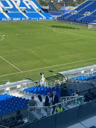 Jorge Mas, presidente del Real Zaragoza, en el Ibercaja Estadio