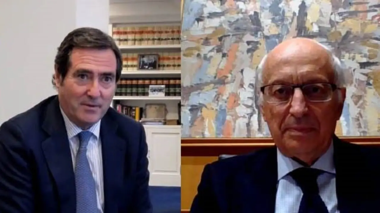 Garamendi y Aguirre en la firma virtual del convenio M&aacute;s Empresa