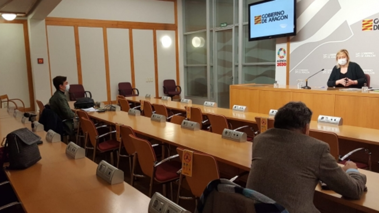 La consejera de Econom&iacute;a, Marta Gast&oacute;n, dando a conocer el balance de ERTEs en Arag&oacute;n