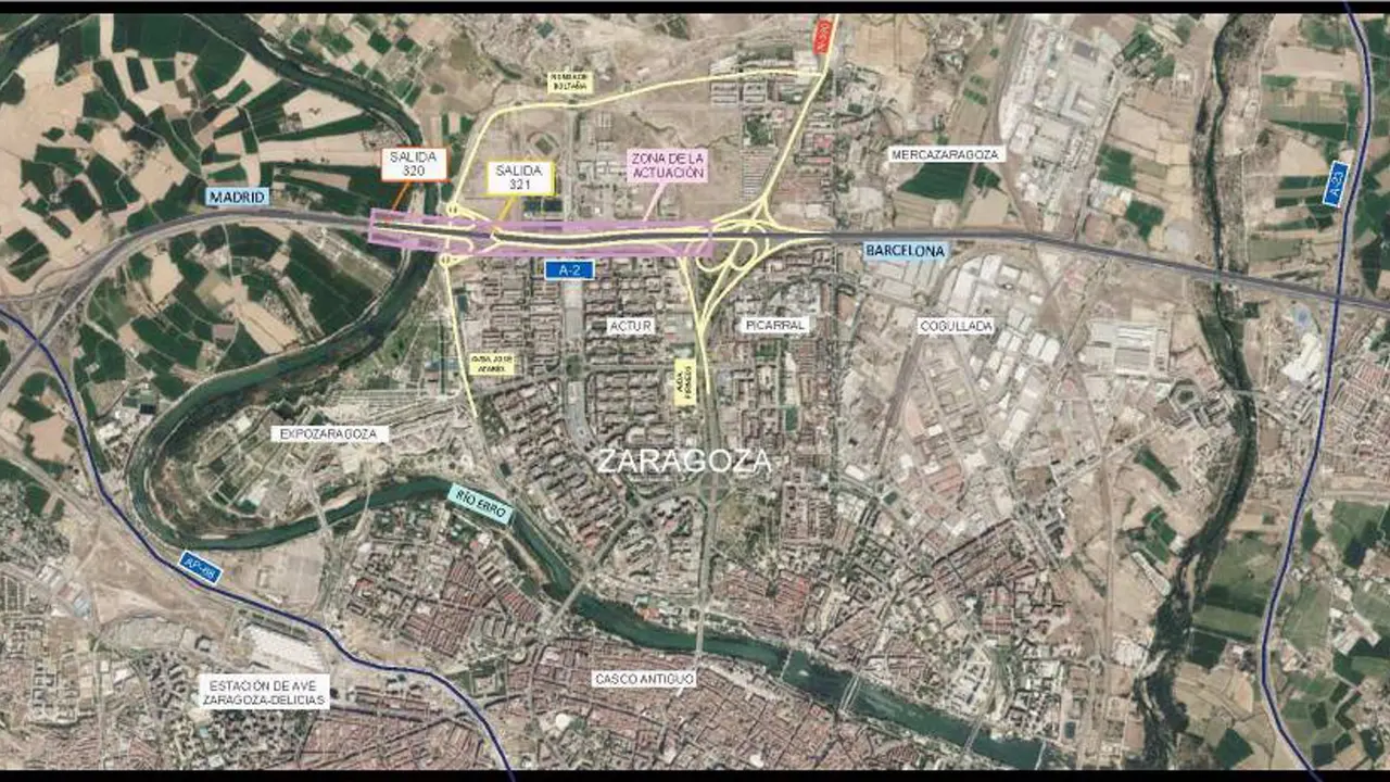 Las obras de conexi&oacute;n de las salidas 320 y 321, en la Ronda Norte de la ciudad, afectar&aacute;n al tr&aacute;fico en la A-2. / MINISTERIO DE TRANSPORTES Y MOVILIDAD SOSTENIBLE