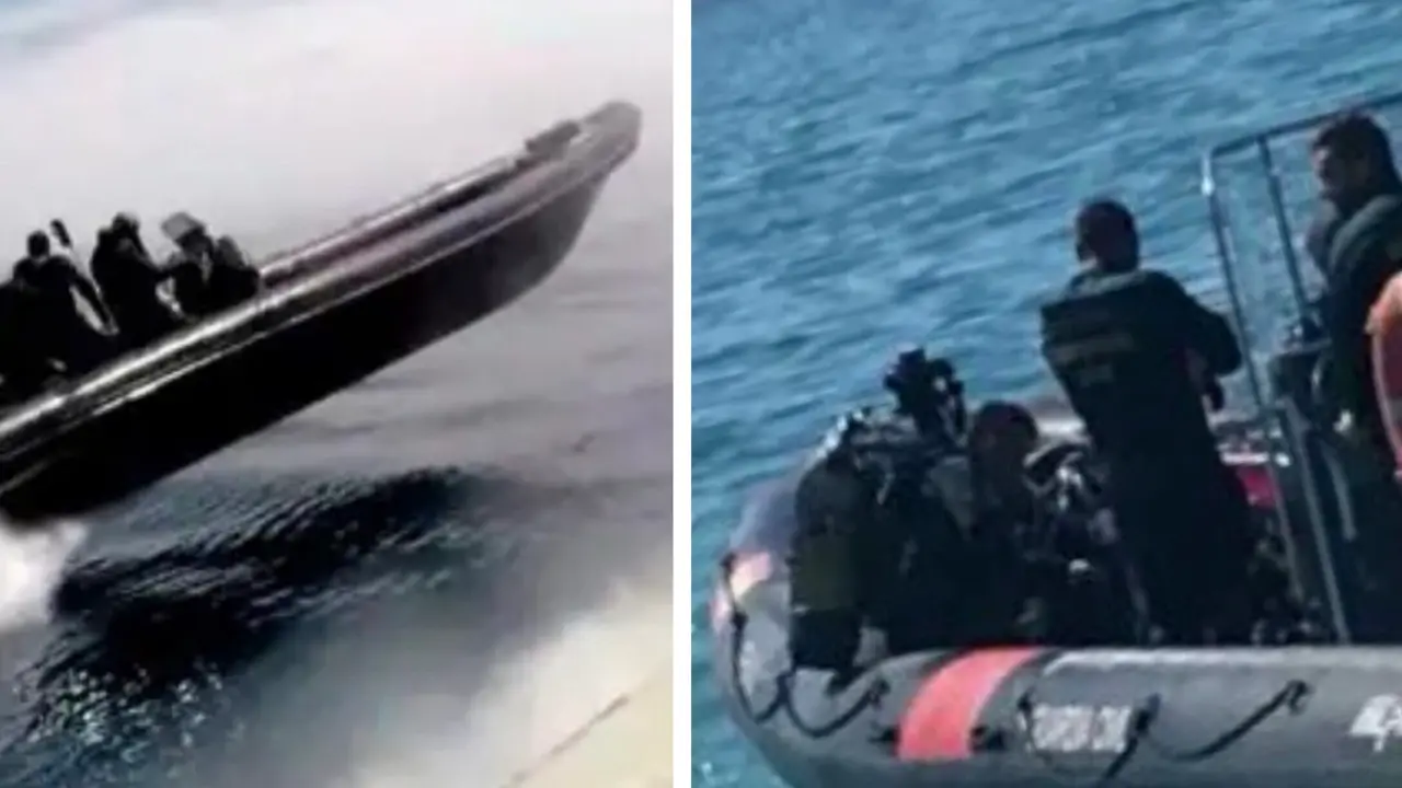 Imagen ala izquierda de las narcolanchas de los delincuentes y a la derecha de una lancha  similar a la que utiliz&oacute; en Barbate la Guardia Civil en Barbate/ RRSS