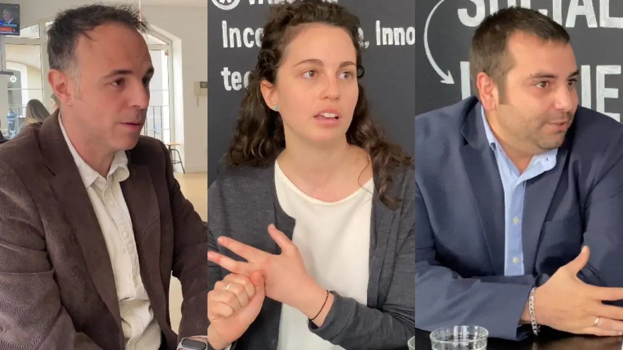 Roberto Higuero (COAATZ), Clara Lorente (Circe) y  Ignacio Lobato (Panel Sandwich)