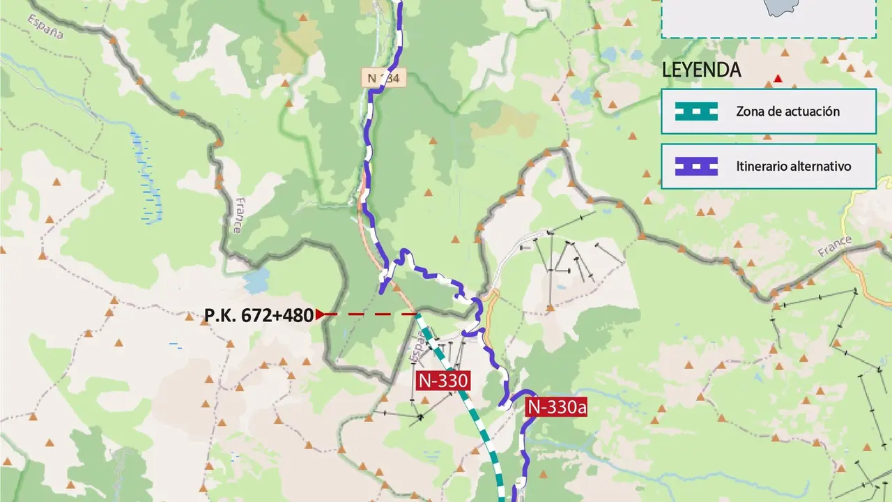 Ruta afectada en la N-330. / MITMA
