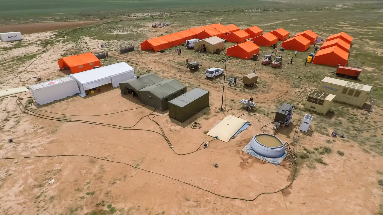 Ciclo del agua de uno de los Campamentos de emergencia de Arpa