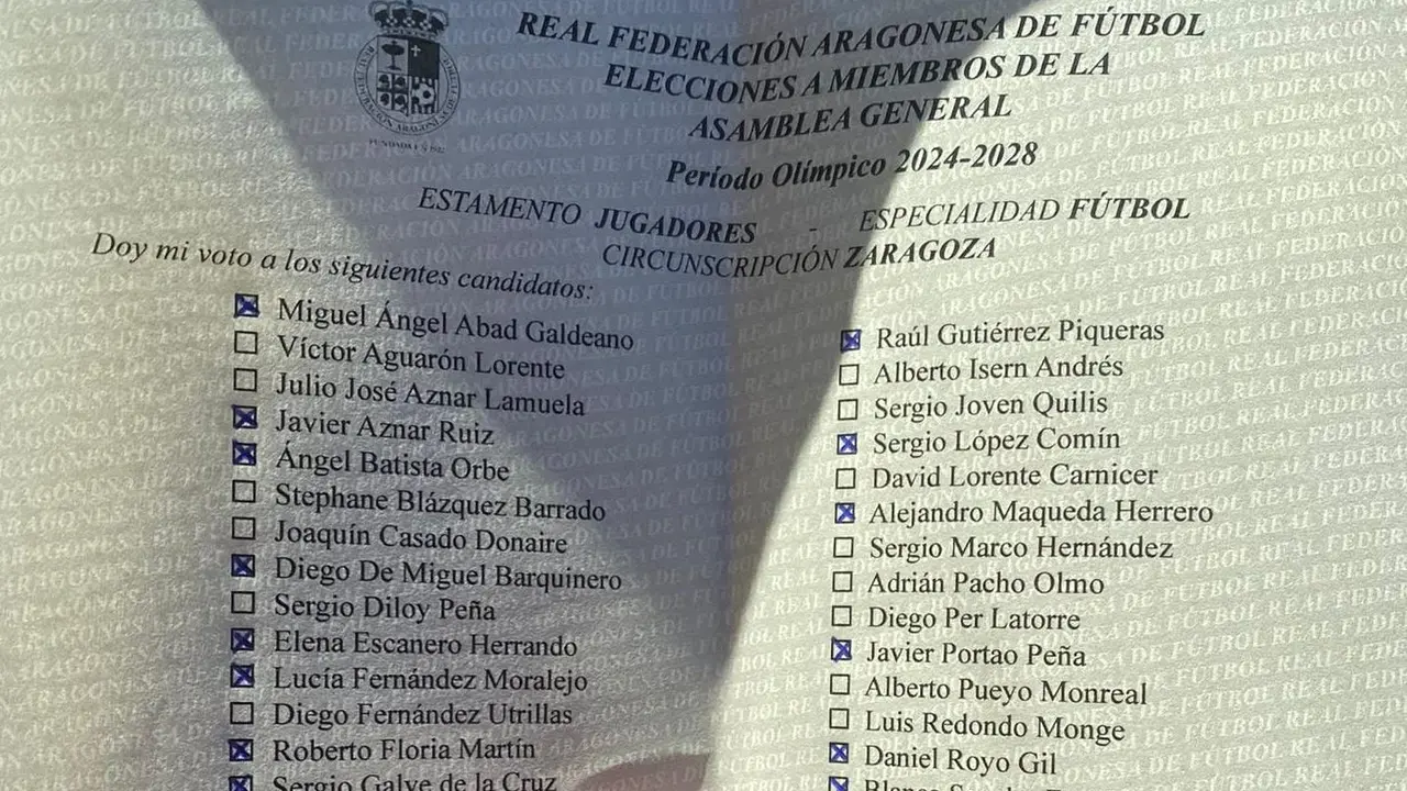Papeleta firmada en las elecciones de la RFAF