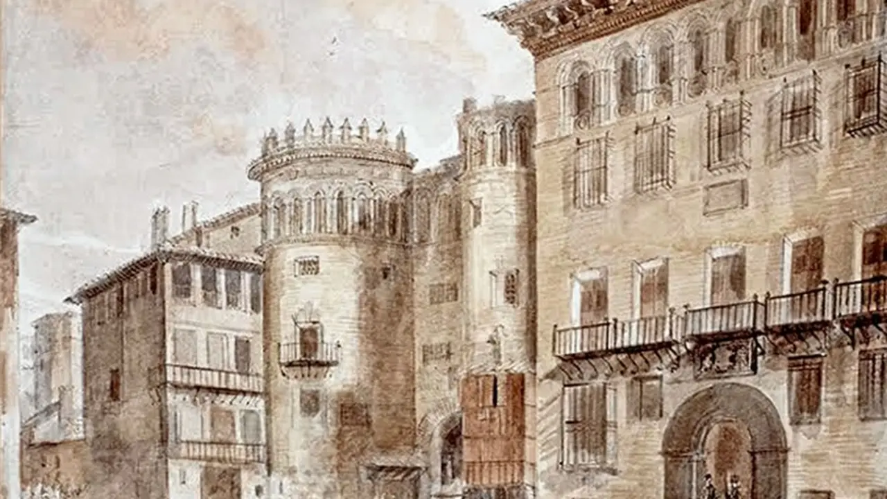 Dibujo de Valent&iacute;n Carderera de 1840 de la Puerta de Toledo 