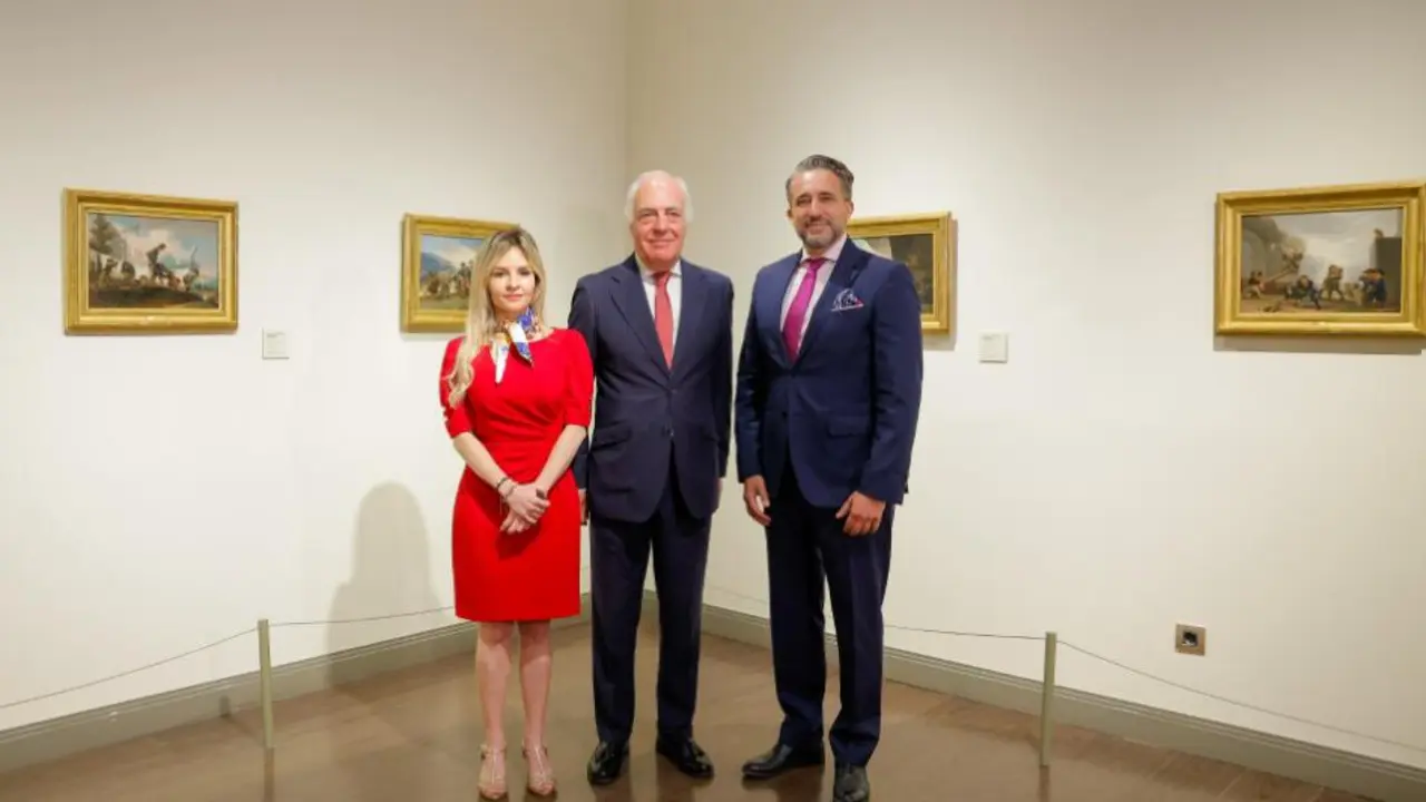 May Forc&eacute;n, directora del Museo Goya; Jos&eacute; Luis Rodrigo, director general de Fundaci&oacute;n Ibercaja, e Ignacio Olmos, director de la Fundaci&oacute;n Santamarca y de San Ram&oacute;n y San Antonio