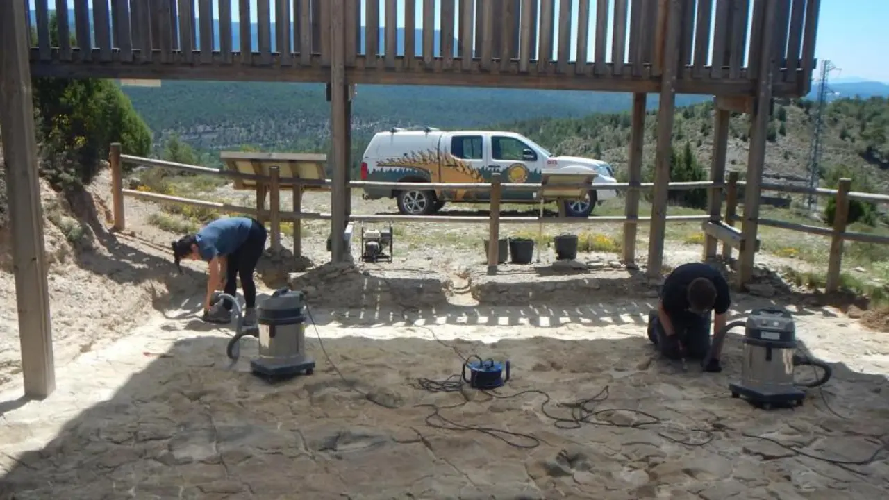 'Camino El Berzal', uno de los yacimientos de icnitas / Fundaci&oacute;n Din&oacute;polis