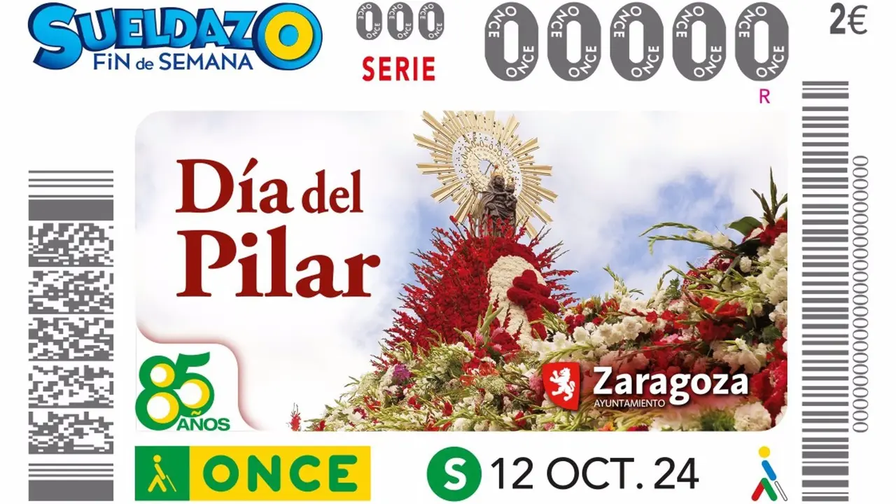 El cup&oacute;n de la ONCE del 12 de octubre lleva por toda Espa&ntilde;a la imagen de la Ofrenda de Flores. / E.P.