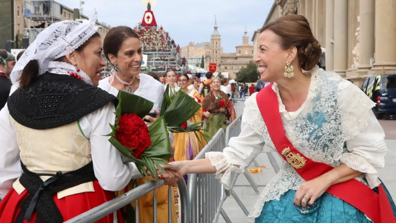 Natalia Chueca en la Ofrenda de Flores esta ma&ntilde;ana.